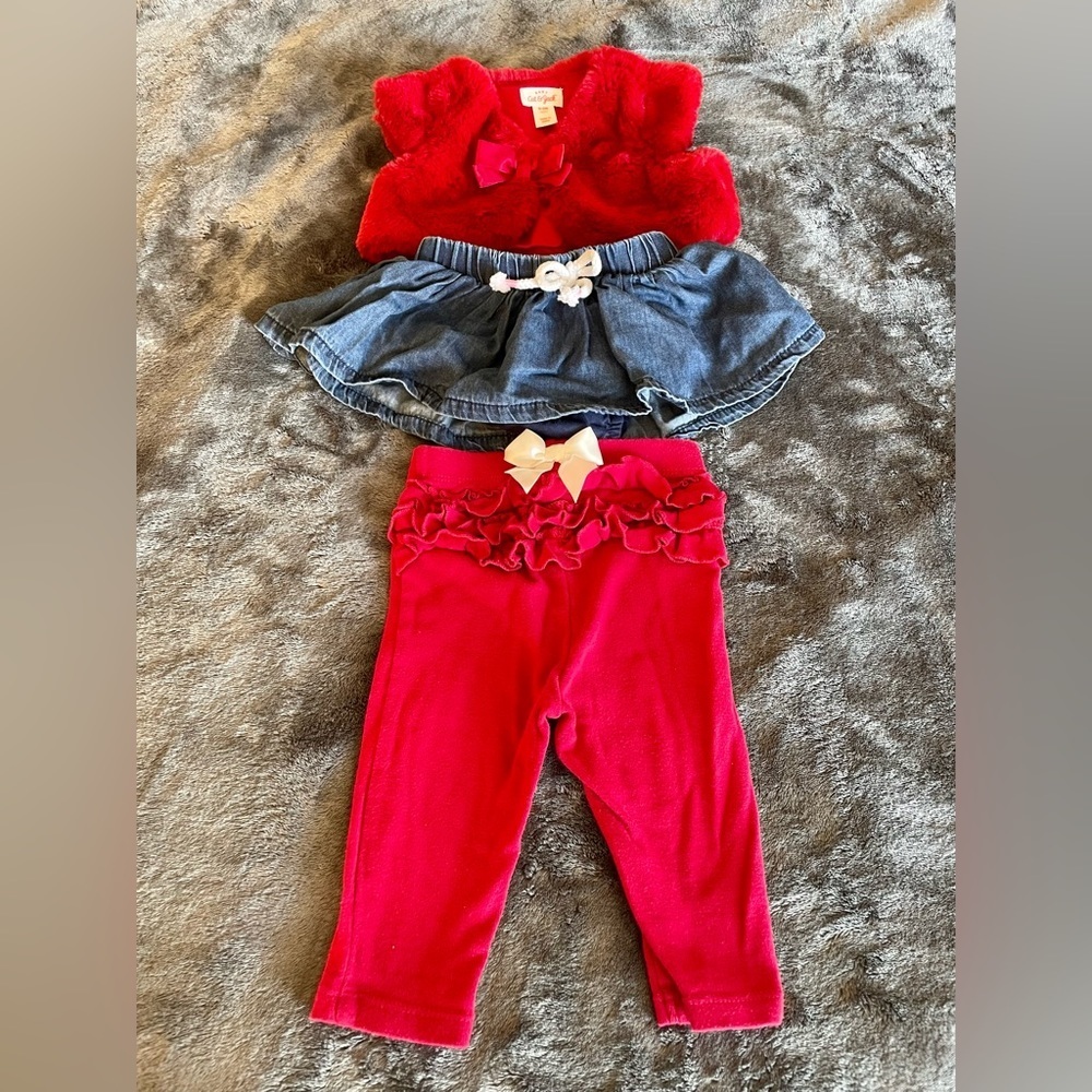 Bundle of 3:first impressions leggings+cat & jack skort+ cat & jack cropped coat